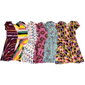 Dot Smile Toddler 3 4 Cap Sleeve Dress Lot 6pc Rooster Stripe Twirl Short Sleeve